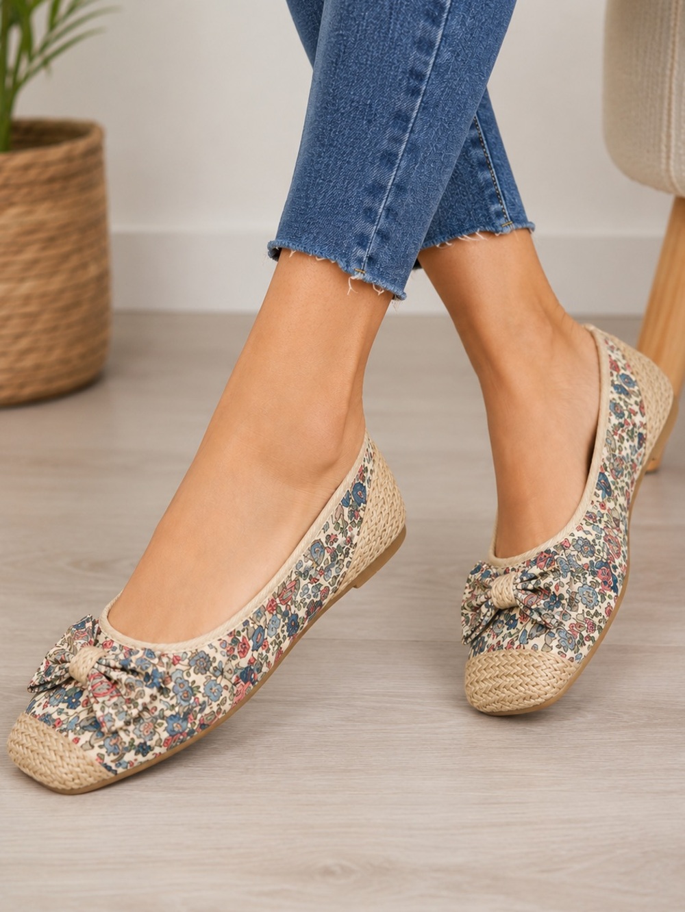 Floral Bow Espadrille Ballet Flats Women’s Size 10 Cottagecore Boho Shoes